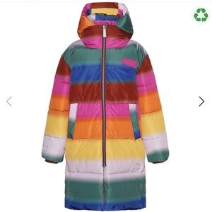 $300 EUC Molo Winter Puffer Coat Jacket girls size 116 6-7 Zip Closure Hood Long